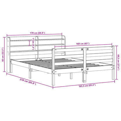 Bedframe zonder matras massief grenenhout wasbruin 160x200 cm