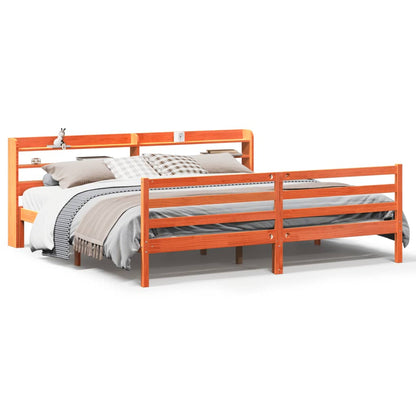 Bedframe zonder matras massief grenenhout wasbruin 180x200 cm
