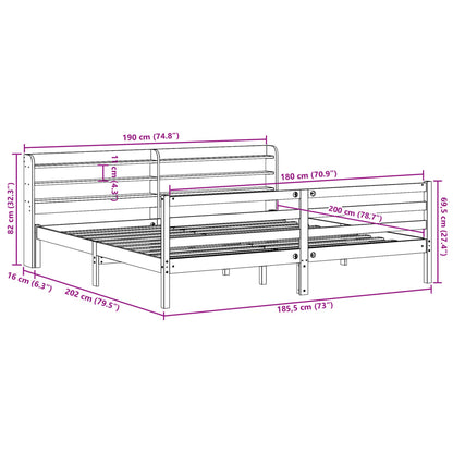 Bedframe zonder matras massief grenenhout wasbruin 180x200 cm