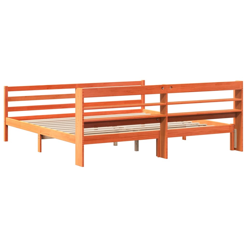 Bedframe zonder matras massief grenenhout wasbruin 180x200 cm