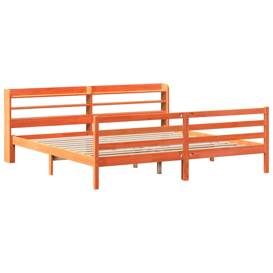 Bedframe zonder matras massief grenenhout wasbruin 200x200 cm