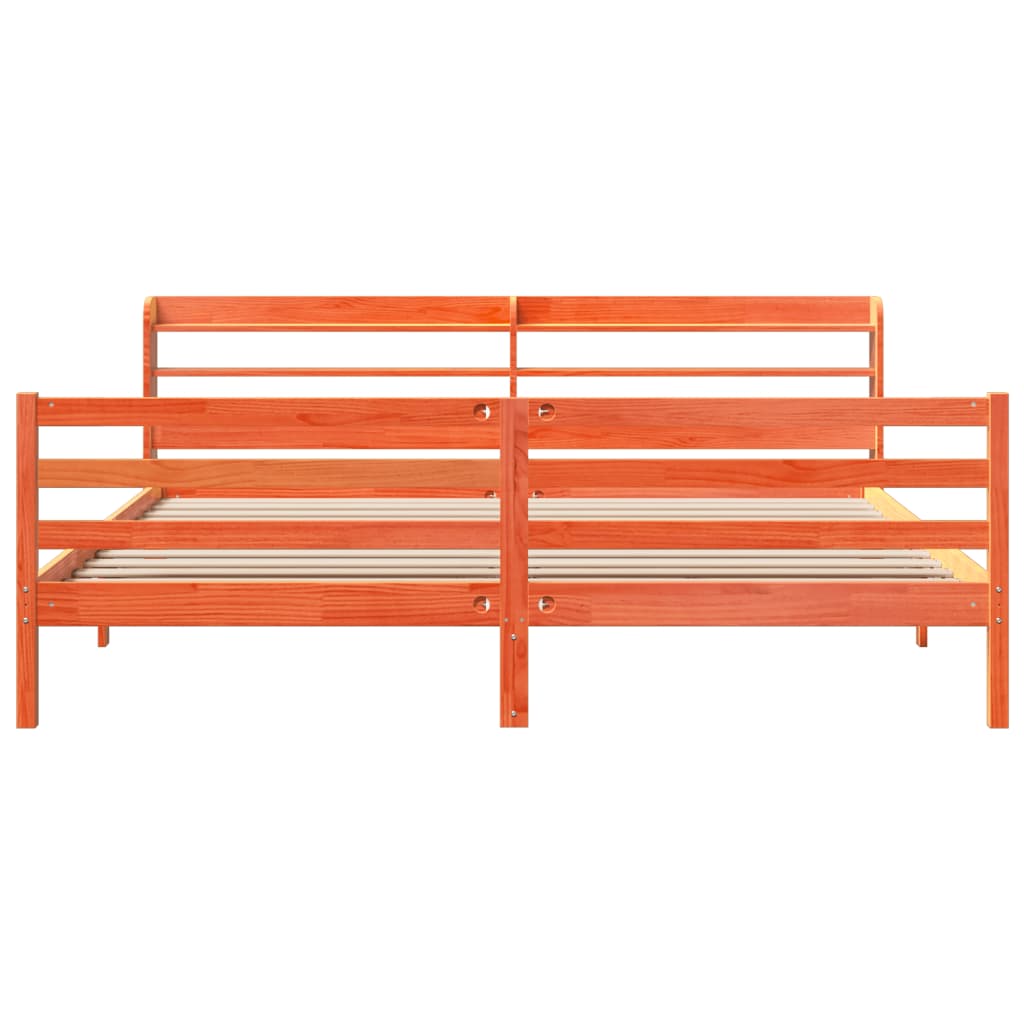 Bedframe zonder matras massief grenenhout wasbruin 200x200 cm
