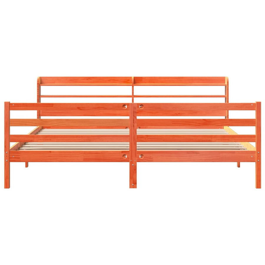 Bedframe zonder matras massief grenenhout wasbruin 200x200 cm