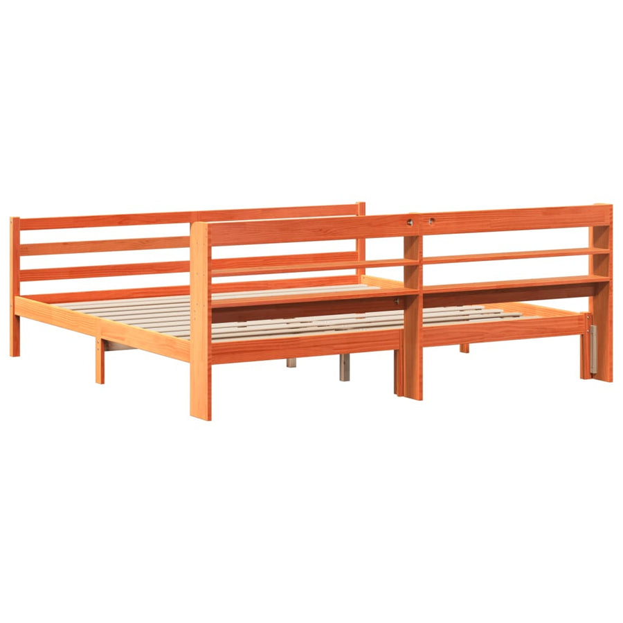 Bedframe zonder matras massief grenenhout wasbruin 200x200 cm