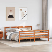 Bedframe massief grenenhout wasbruin 200x200 cm