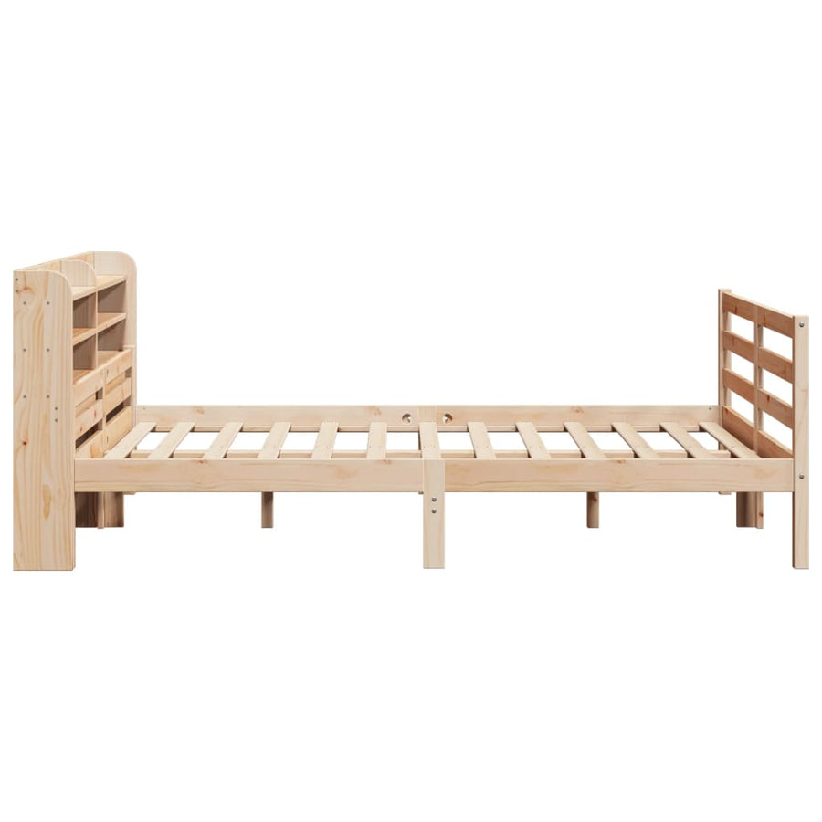 Bedframe met hoofdbord massief grenenhout 135x190 cm