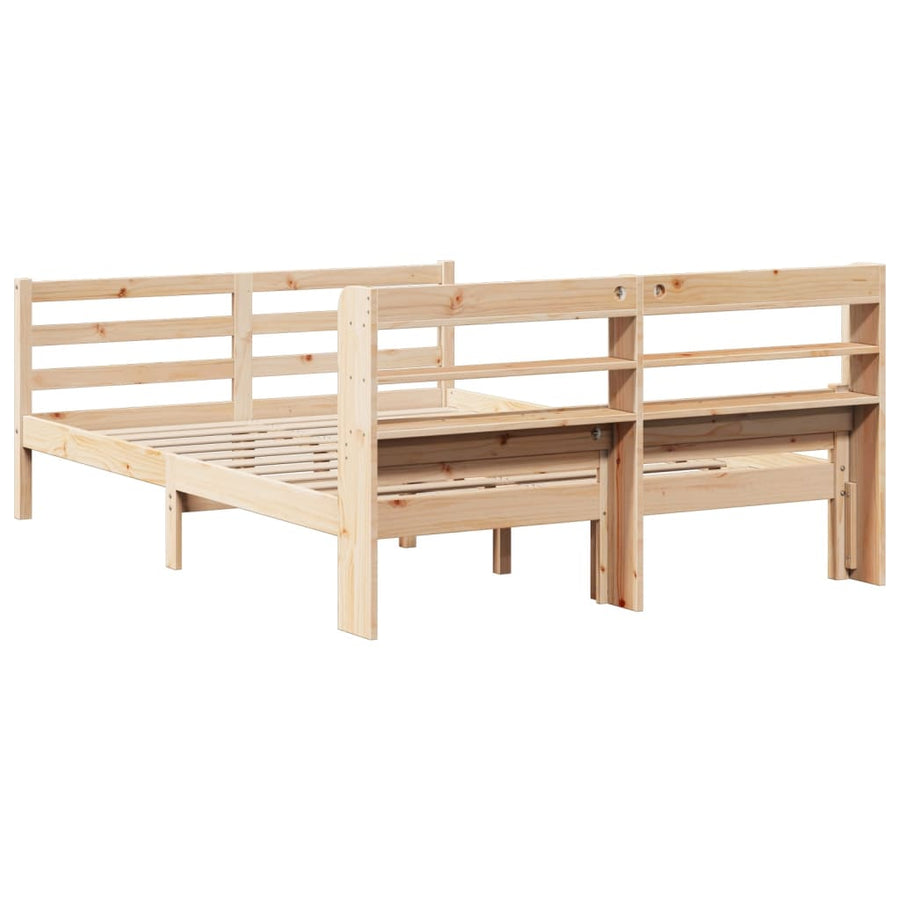 Bedframe met hoofdbord massief grenenhout 135x190 cm