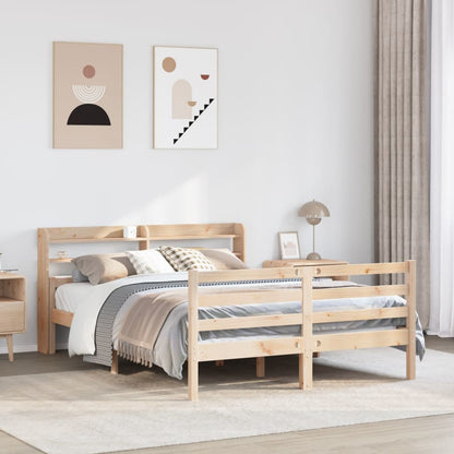 Bedframe met hoofdbord massief grenenhout 135x190 cm