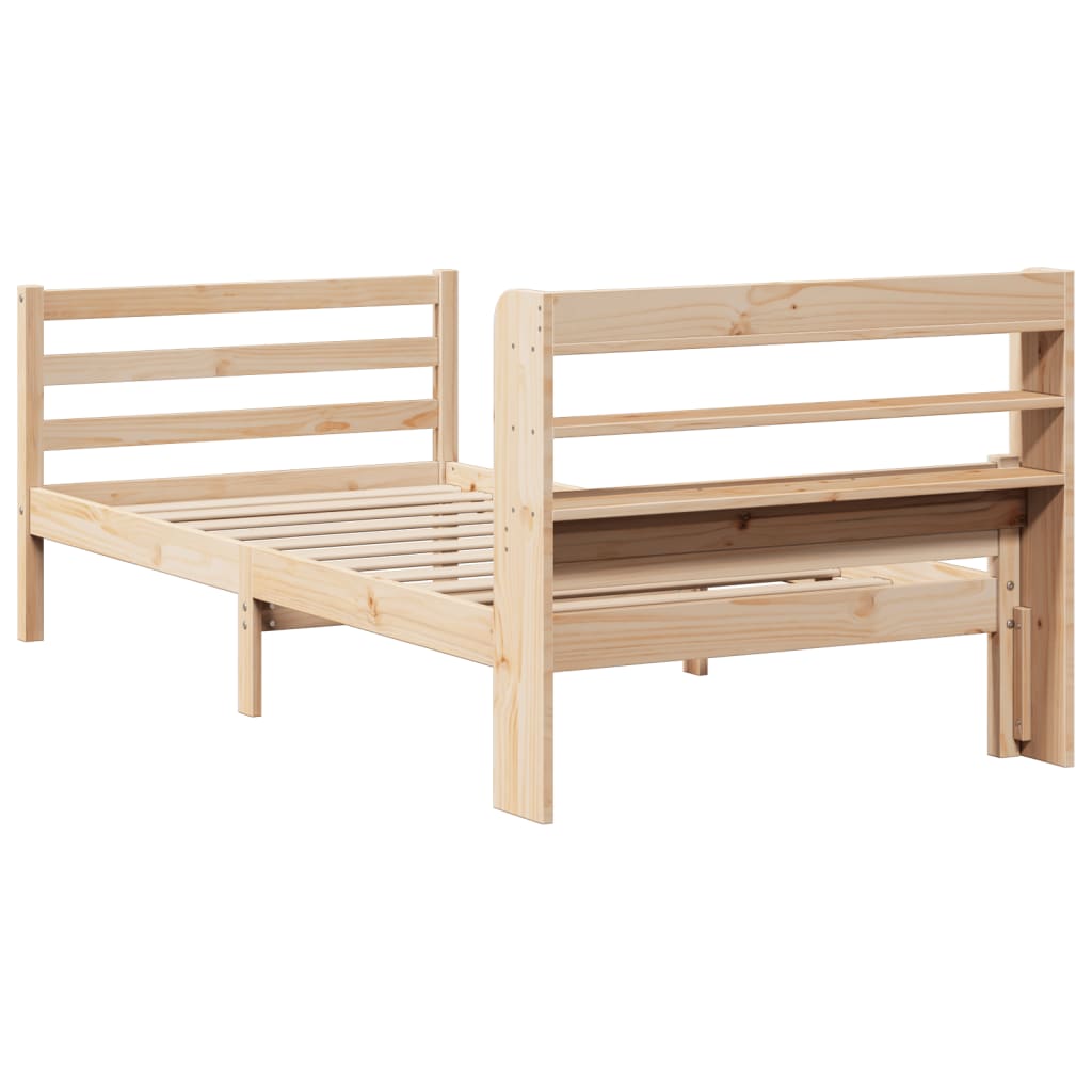Bedframe met hoofdbord massief grenenhout 90x200 cm