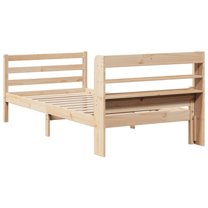 Bedframe met hoofdbord massief grenenhout 90x200 cm