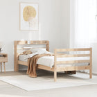 Bed frame with headboard solid pine wood 90x200 cm