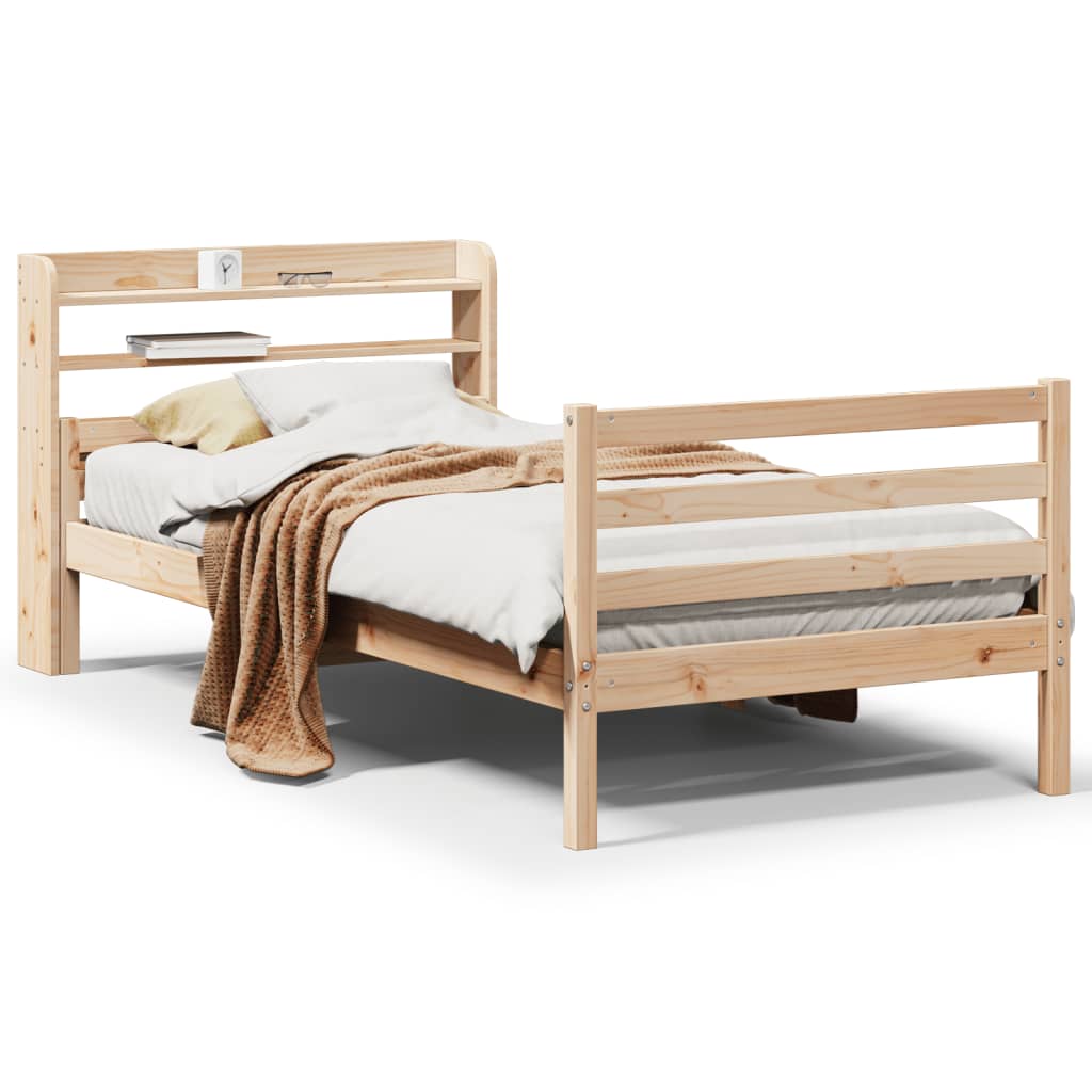 Bedframe met hoofdbord massief grenenhout 100x200 cm