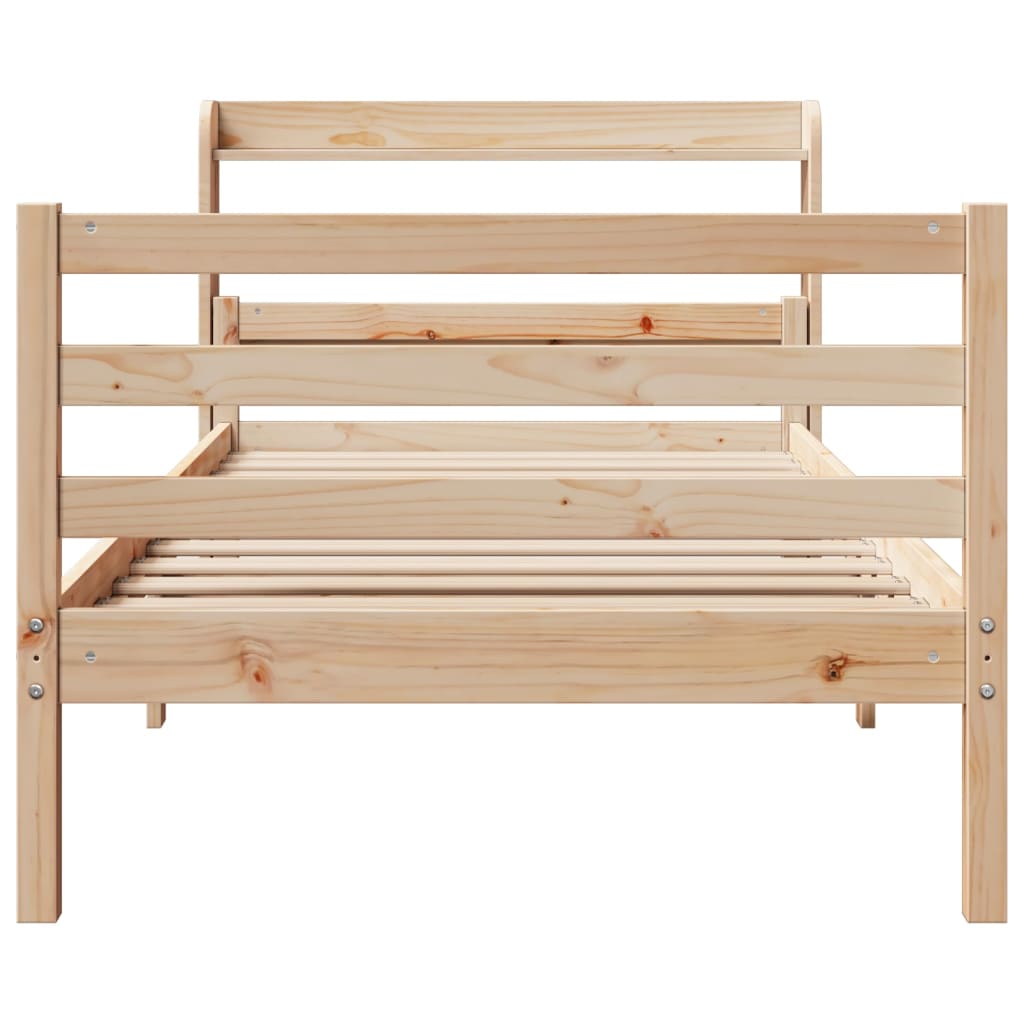 Bedframe met hoofdbord massief grenenhout 100x200 cm
