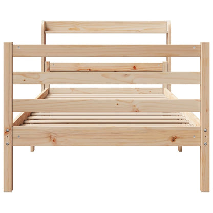 Bedframe met hoofdbord massief grenenhout 100x200 cm