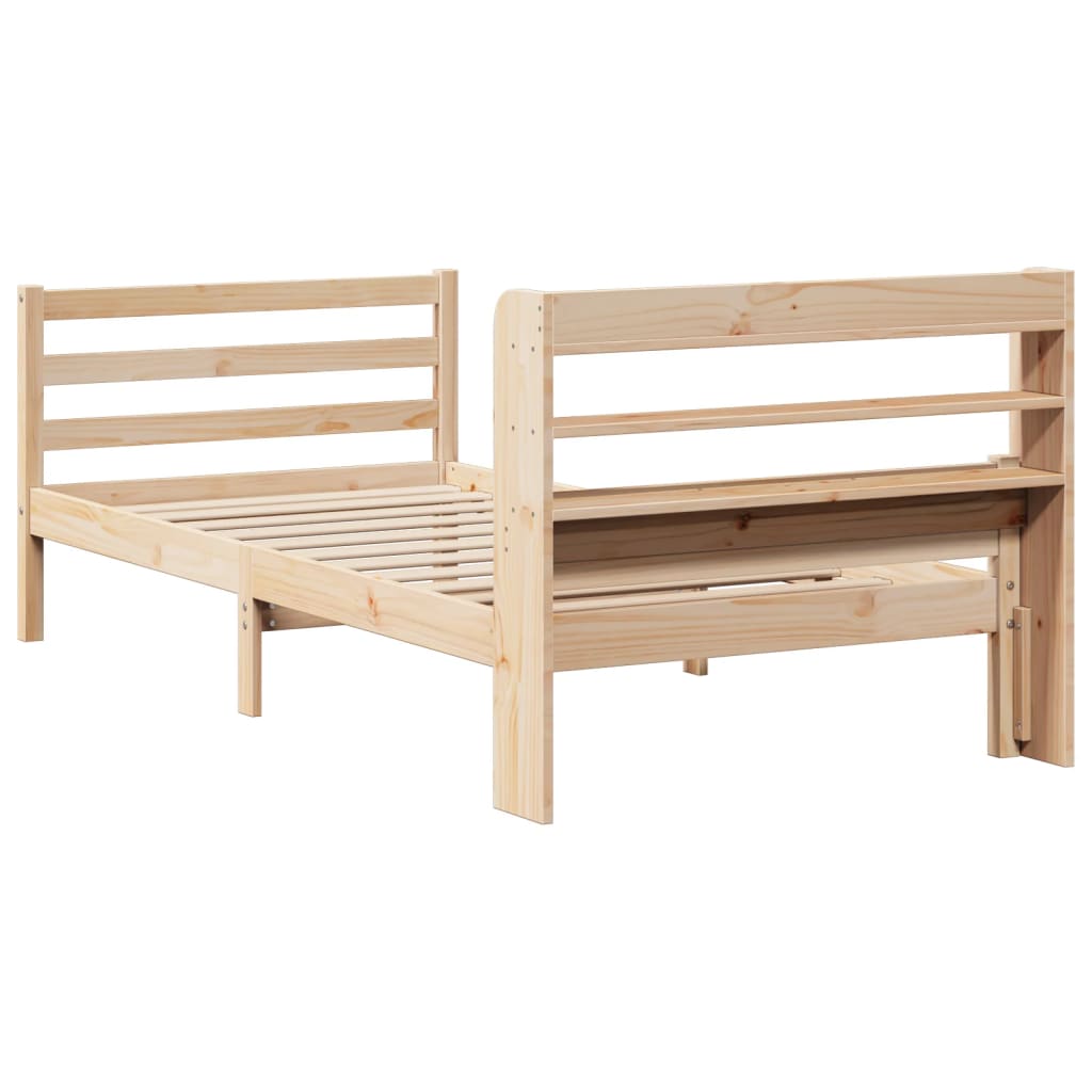 Bedframe met hoofdbord massief grenenhout 100x200 cm