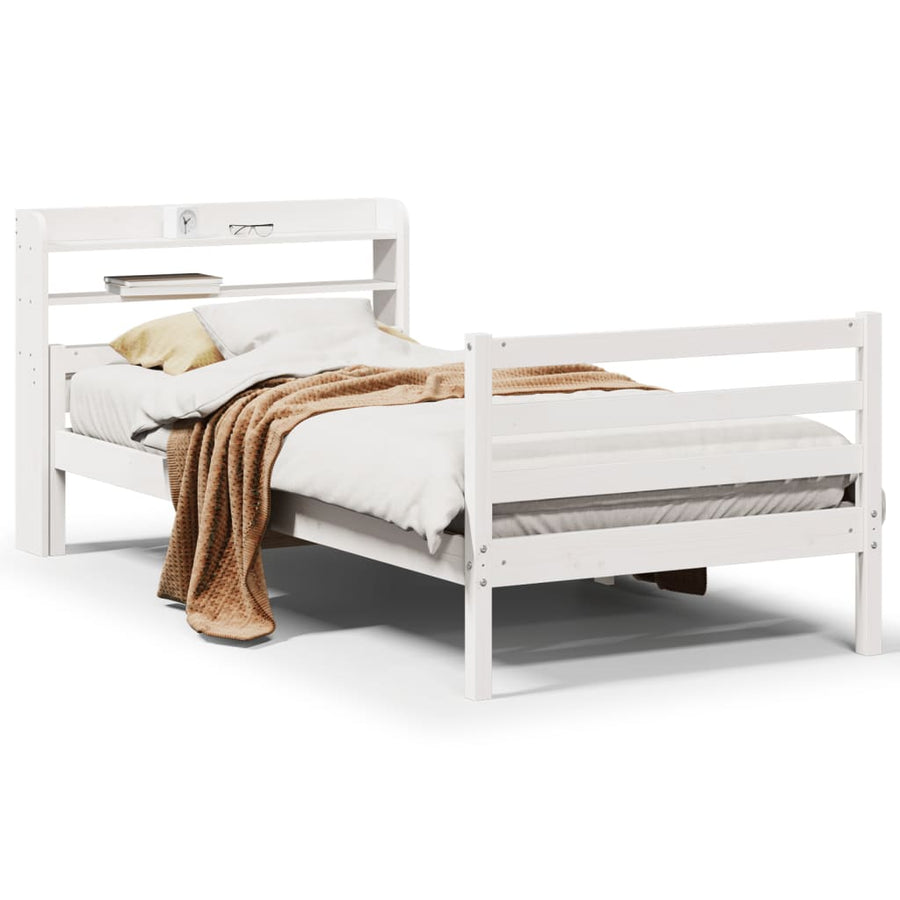 Bedframe met hoofdeinde zonder matras 100x200 cm wit