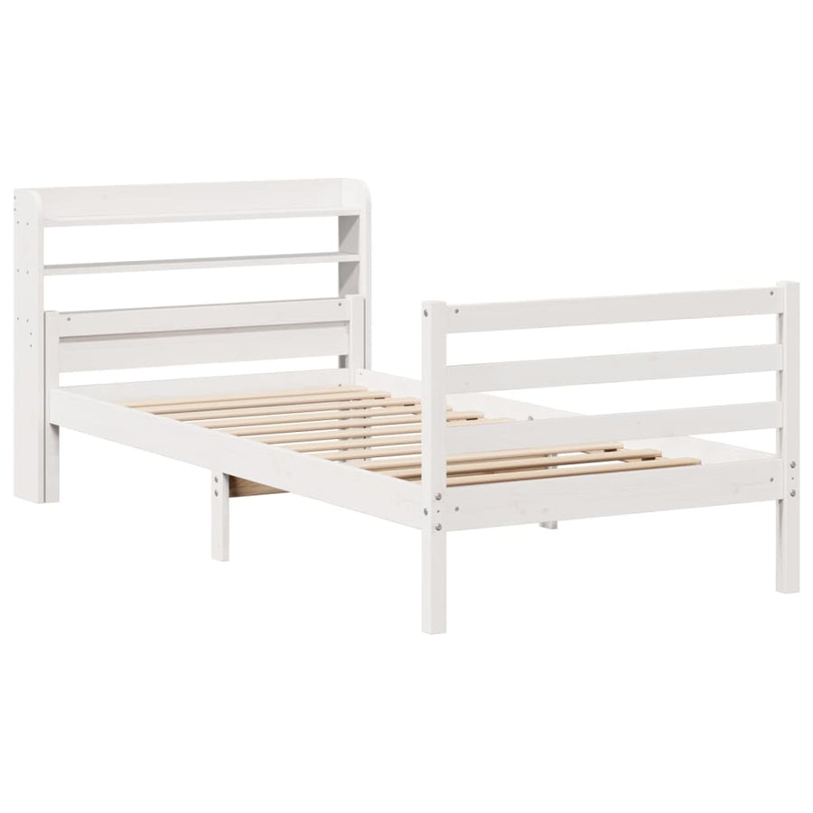Bedframe met hoofdeinde zonder matras 100x200 cm wit