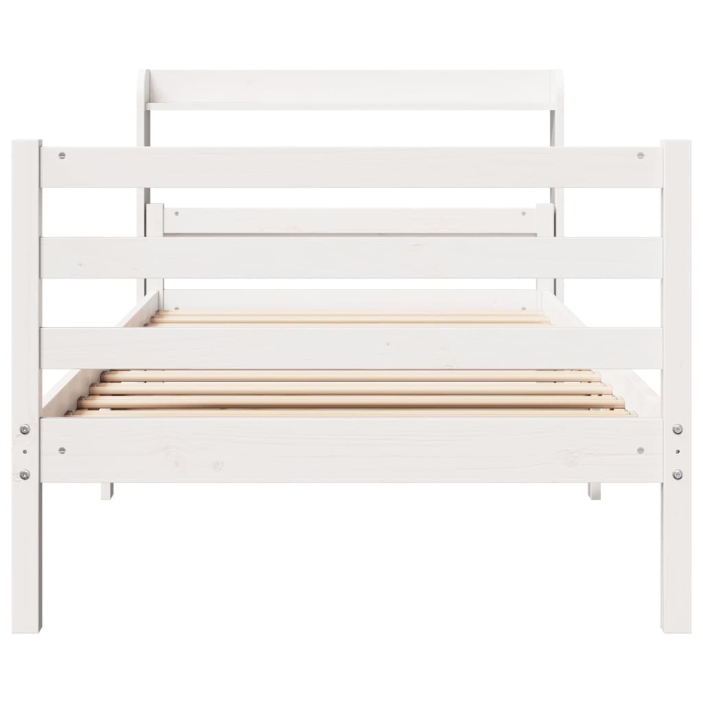 Bedframe met hoofdeinde zonder matras 100x200 cm wit