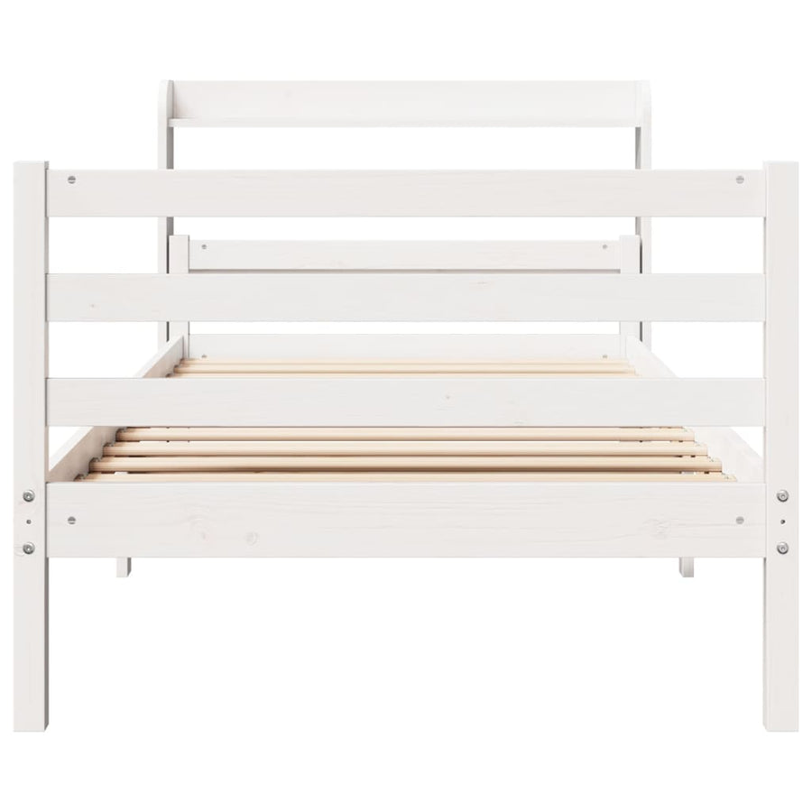 Bedframe met hoofdeinde zonder matras 100x200 cm wit