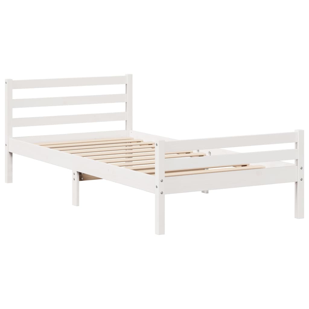 Bedframe met hoofdeinde zonder matras 100x200 cm wit