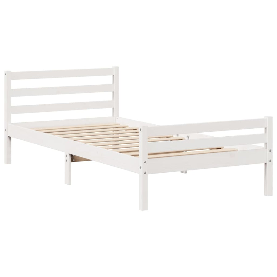Bedframe met hoofdeinde zonder matras 100x200 cm wit