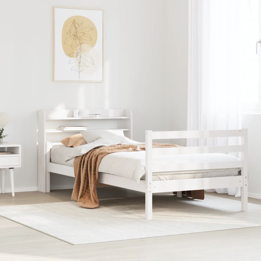 Bedframe met hoofdeinde zonder matras 100x200 cm wit