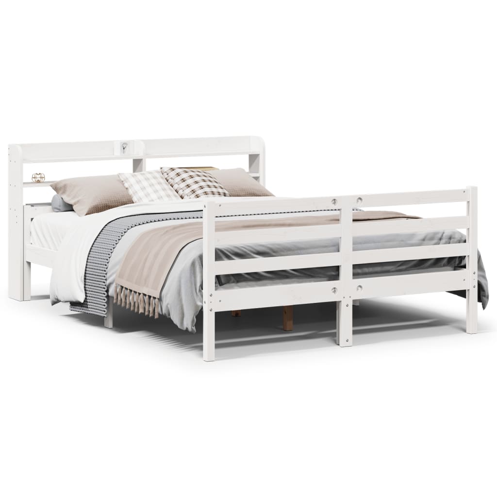 Bedframe met hoofdeinde zonder matras 140x200 cm wit