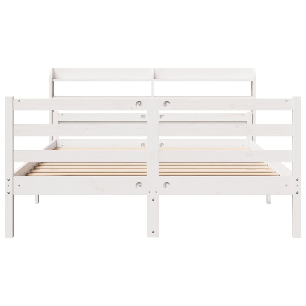 Bedframe met hoofdeinde zonder matras 140x200 cm wit