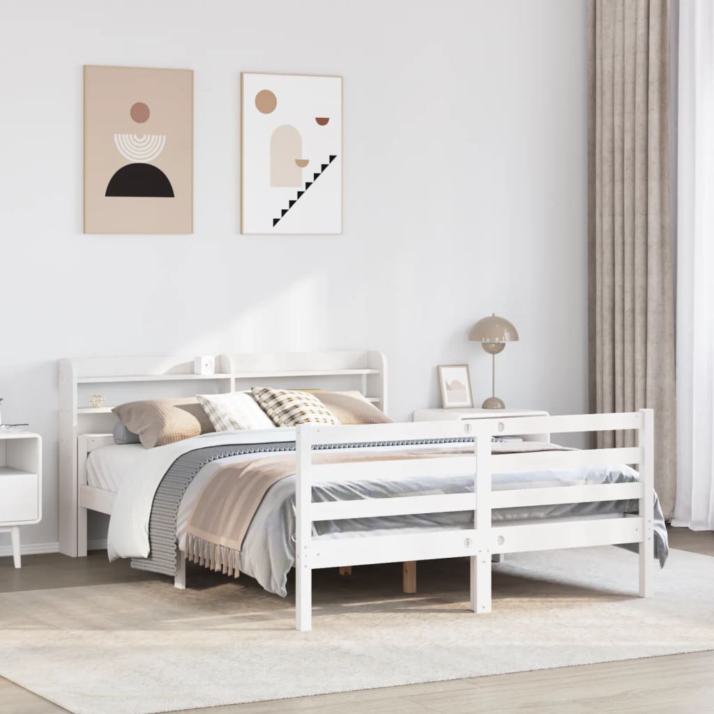 Bedframe met hoofdeinde zonder matras 140x200 cm wit