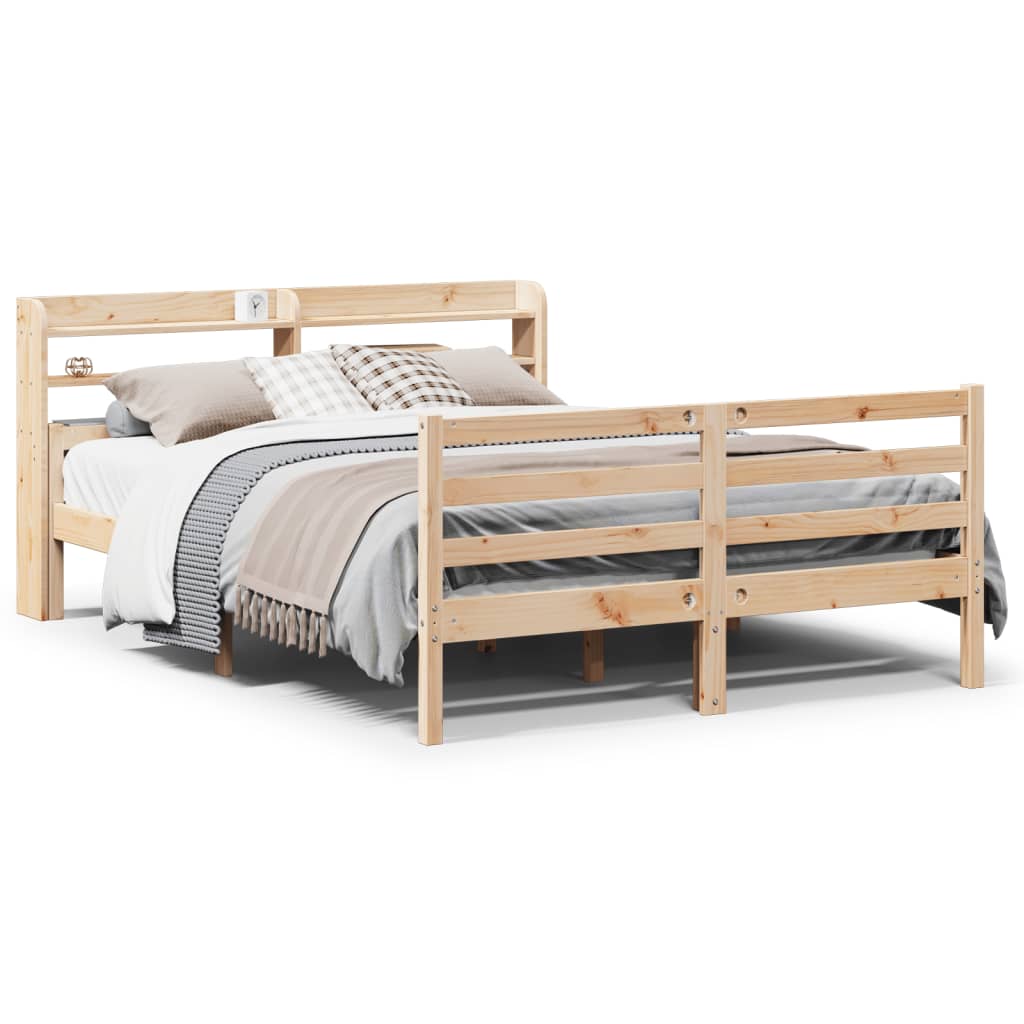 Bedframe met hoofdbord massief grenenhout 150x200 cm