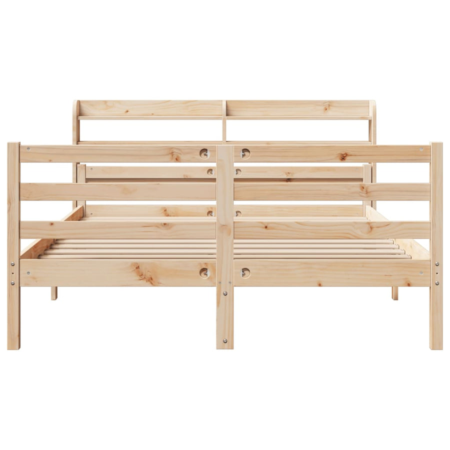 Bedframe met hoofdbord massief grenenhout 150x200 cm