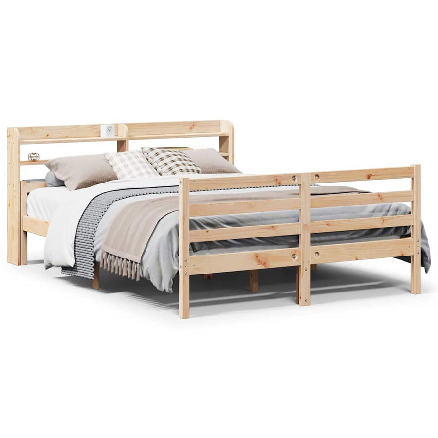 Bedframe met hoofdbord massief grenenhout 160x200 cm