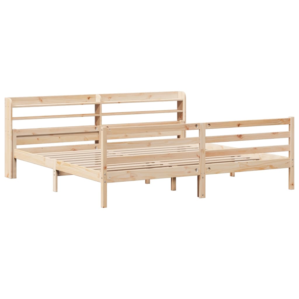 Bedframe met hoofdbord massief grenenhout 200x200 cm