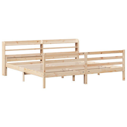 Bedframe met hoofdbord massief grenenhout 200x200 cm