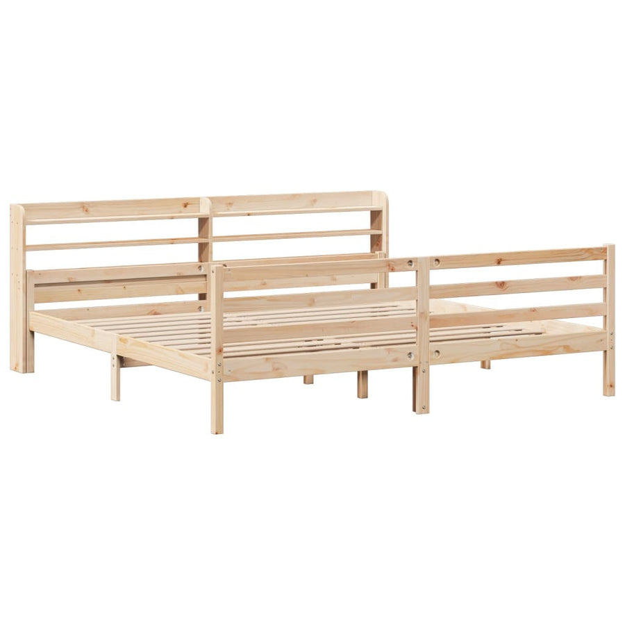 Bedframe met hoofdbord massief grenenhout 200x200 cm