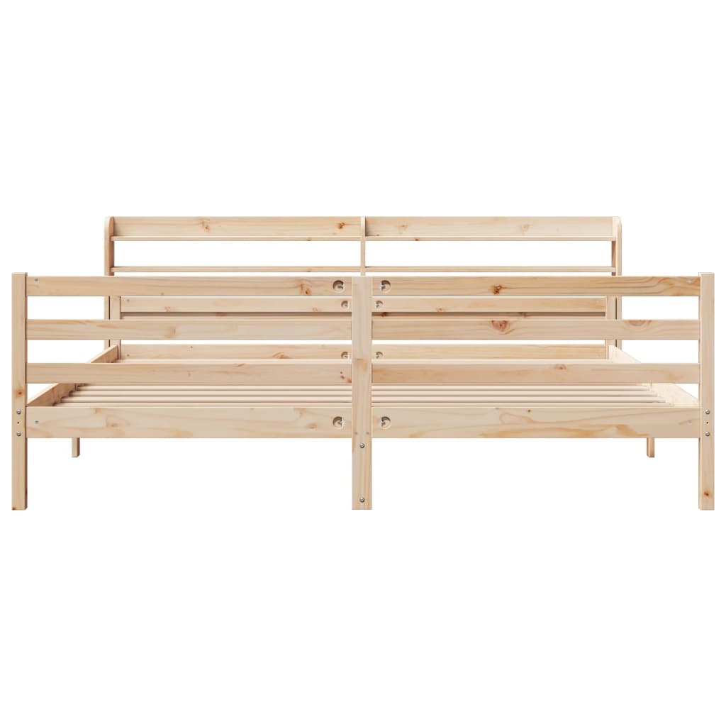 Bedframe met hoofdbord massief grenenhout 200x200 cm