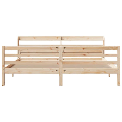 Bedframe met hoofdbord massief grenenhout 200x200 cm