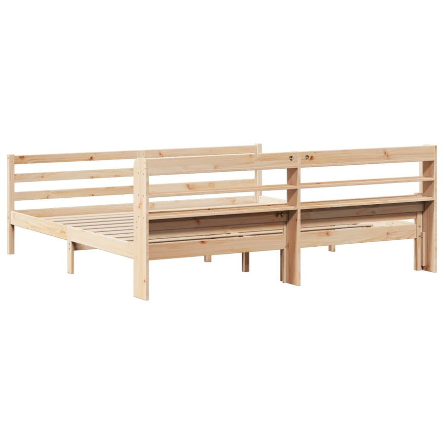 Bedframe met hoofdbord massief grenenhout 200x200 cm