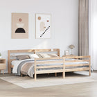 Bed frame with headboard solid pine wood 200x200 cm
