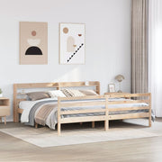 Bedframe massief grenenhout 200x200 cm met hoofdbord