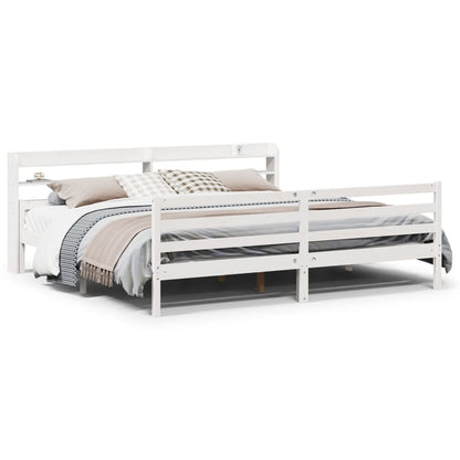 Bedframe met hoofdeinde zonder matras 200x200 cm wit