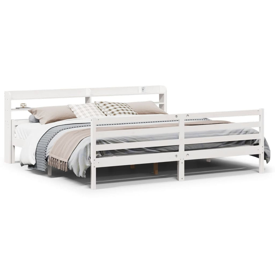 Bedframe met hoofdeinde zonder matras 200x200 cm wit
