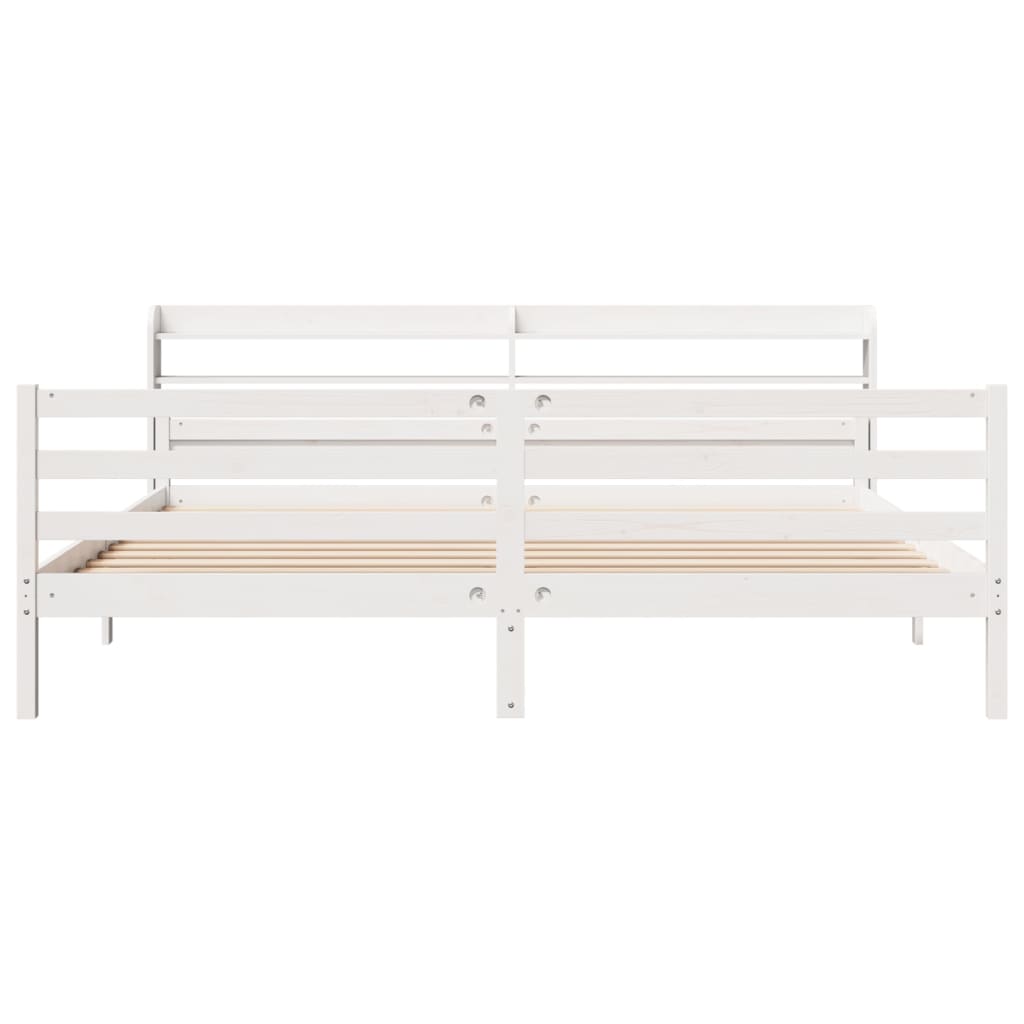 Bedframe met hoofdeinde zonder matras 200x200 cm wit