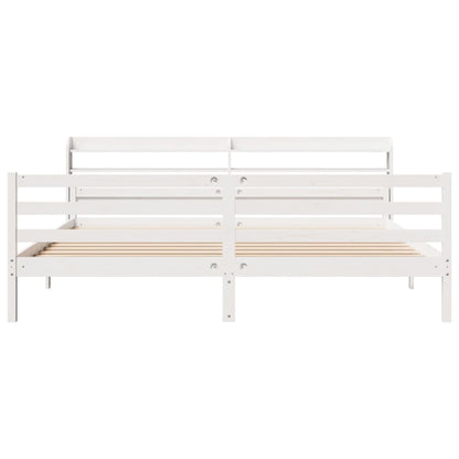 Bedframe met hoofdeinde zonder matras 200x200 cm wit