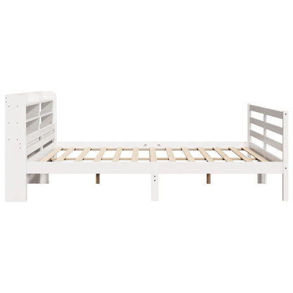 Bedframe met hoofdeinde zonder matras 200x200 cm wit
