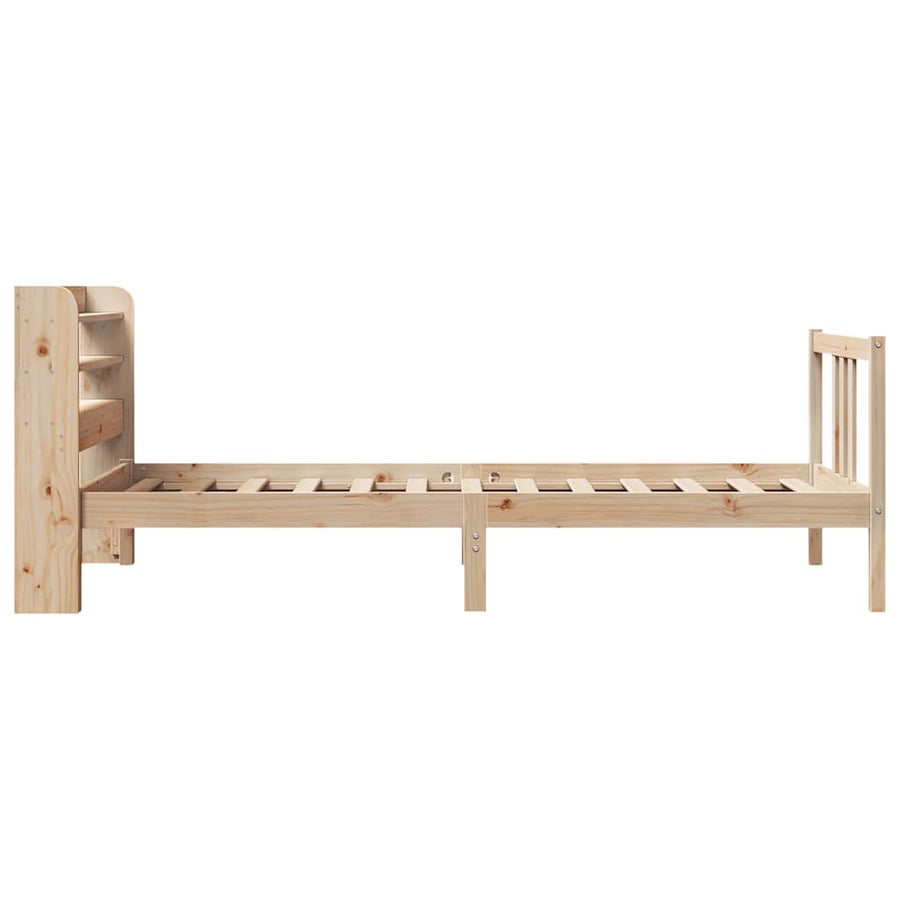 Bedframe met hoofdbord massief grenenhout 75x190 cm
