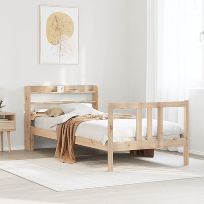 Bedframe met hoofdbord massief grenenhout 75x190 cm