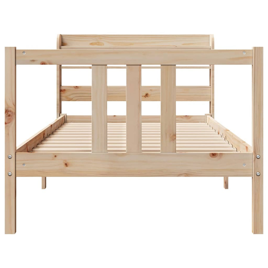 Bedframe met hoofdbord massief grenenhout 90x190 cm