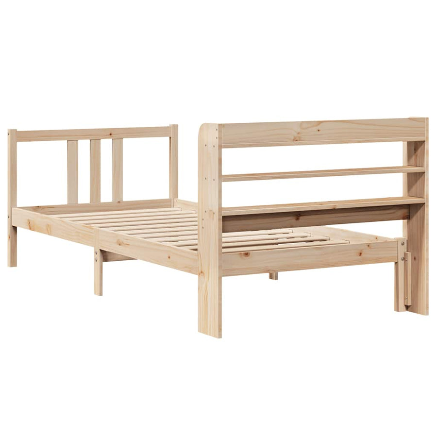 Bedframe met hoofdbord massief grenenhout 90x190 cm