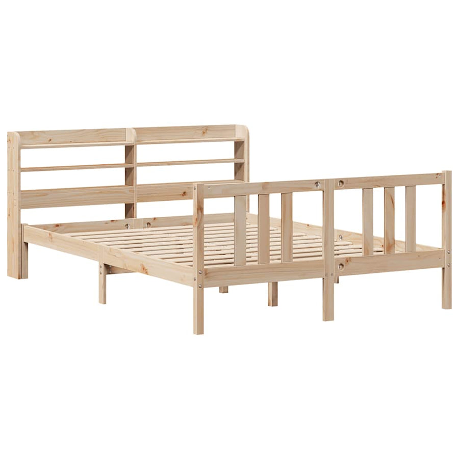 Bedframe met hoofdbord massief grenenhout 135x190 cm